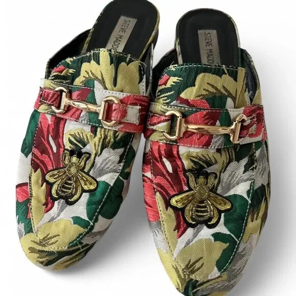 Steve Madden Kandi Queen Bee Flats Mules Floral Women's 9 - Picture 2 of 5
